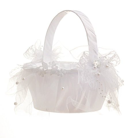 Cestini di fiori da sposa Cestino da sposa con diamanti in pizzo, Wedding Flower Baskets