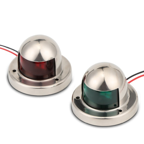 1 paio di luci di navigazione a LED in acciaio inossidabile, luci di segnalazione per barche a vela rosse e verdi, per barche marine, DC 12V, 1 Pair 12V