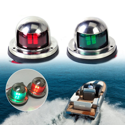 1 paio di luci di navigazione a LED in acciaio inossidabile, luci di segnalazione per barche a vela rosse e verdi, per barche marine, DC 12V, 1 Pair 12V