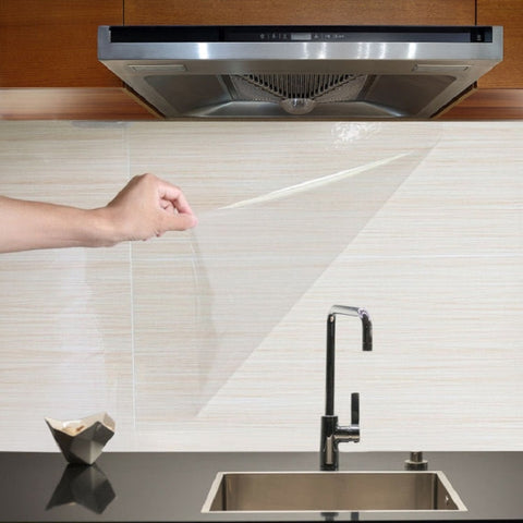 Carta da parati trasparente impermeabile per piano cottura, 5 pezzi, per piastrelle da cucina, résistante à l'olio, Papier peint transparent