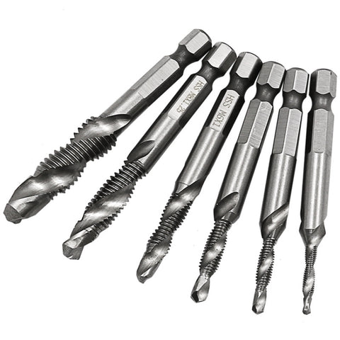 6 pezzi/set Smussatura per maschiatura composita integrata multifunzione HSS, 6 PCS / Set Hole Tapping Chamfering