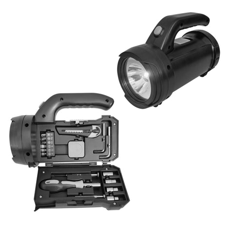 Set di strumenti per torcia elettrica per illuminazione da lavoro a casa 17 in 1 Set di strumenti hardware per lampada portatile, 17 In 1