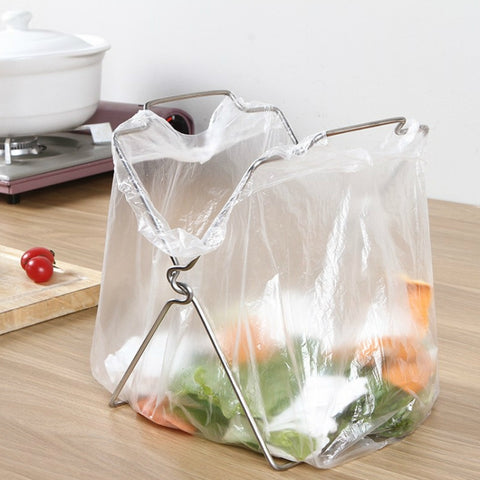 Portaoggetti per pattumiera per asciugamani pieghevole in plastica per portaoggetti pieghevole da cucina in acciaio inossidabile da 2 pezzi, Porte-poubelle