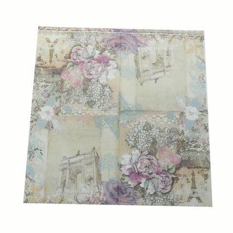 5 pezzi di tessuto facciale per tovaglioli con stampa colorata per decorazioni per feste, French Style
