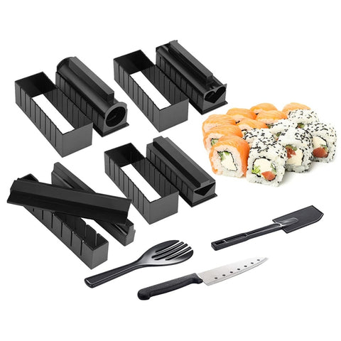 Tampon pour sushi 11 en 1 avec coltello pour sushi Tampon pour palette de riz Ensemble de rotolis à sushi créatifs pour la maison fai-da-te, Sushi Roll Set