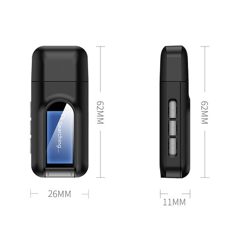 BT201 Bluetooth 5.0 USB 2 en 1 Émetteur-récepteur audio Bluetooth avec écran LCD, Récepteur-émetteur audio Bluetooth avec écran LCD