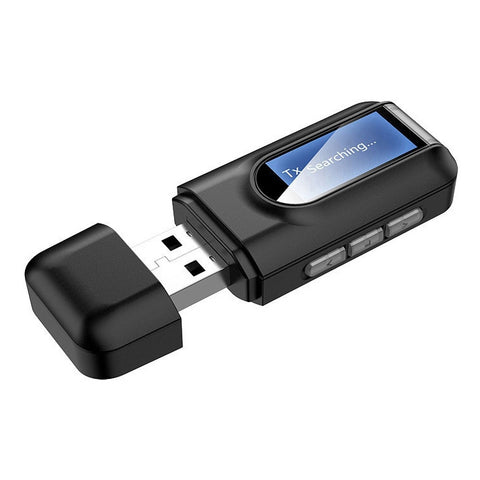 BT201 Bluetooth 5.0 USB 2 en 1 Émetteur-récepteur audio Bluetooth avec écran LCD, Récepteur-émetteur audio Bluetooth avec écran LCD