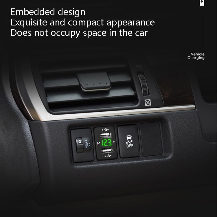 Car Charger Original Hole Non-Destructive Modification Of Dual Usb Car Charger With Line Suitable For Toyota, FTWU Red Light, FTWU Green Light          ...