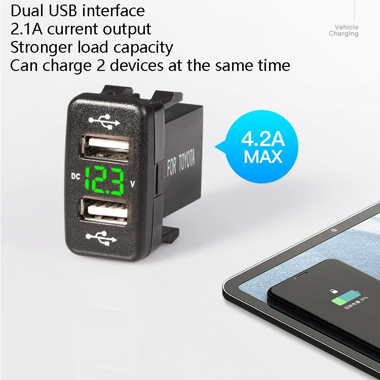 Car Charger Original Hole Non-Destructive Modification Of Dual Usb Car Charger With Line Suitable For Toyota, FTWU Red Light, FTWU Green Light          ...