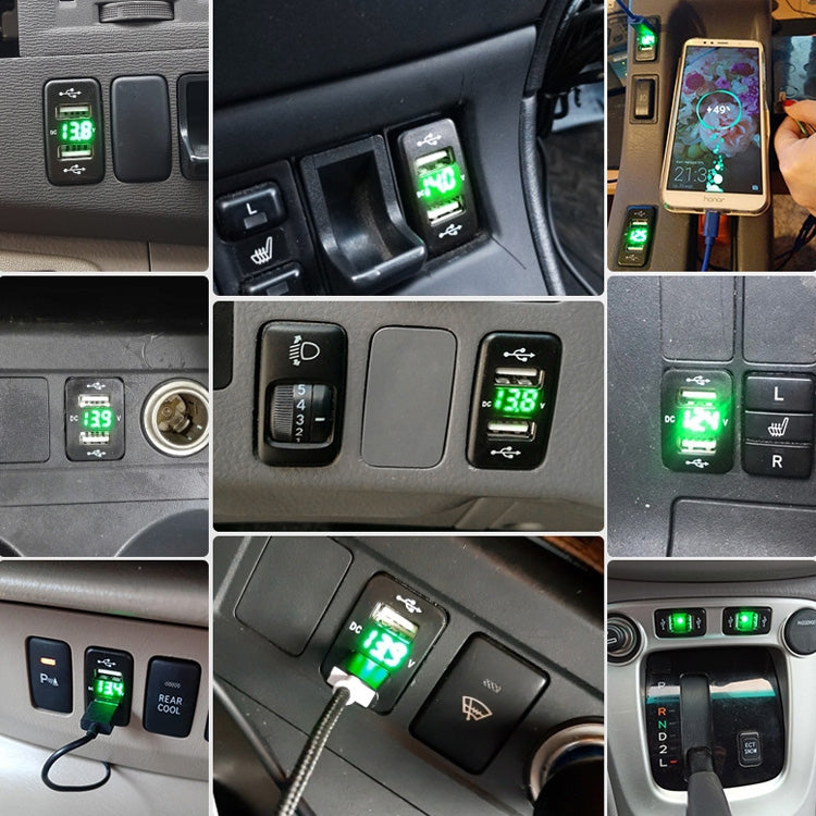 Car Charger Original Hole Non-Destructive Modification Of Dual Usb Car Charger With Line Suitable For Toyota, FTWU Red Light, FTWU Green Light          ...