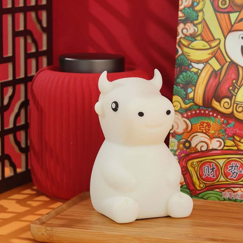 JX-YD-08 Silicone Vitello Cow Night Light LED Colorful Dimming Pat Sleeping Bedside Lamp, JX-YD-08 Calf Cow