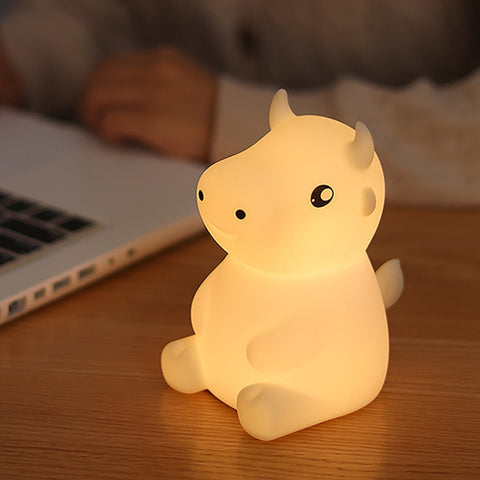 JX-YD-08 Silicone Vitello Cow Night Light LED Colorful Dimming Pat Sleeping Bedside Lamp, JX-YD-08 Calf Cow