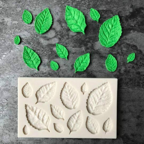 2 pièces Sugarcraft feuille tampon en silicone pour fondente outils pour décorer tourte tampon pour gâteau, forme de feuille