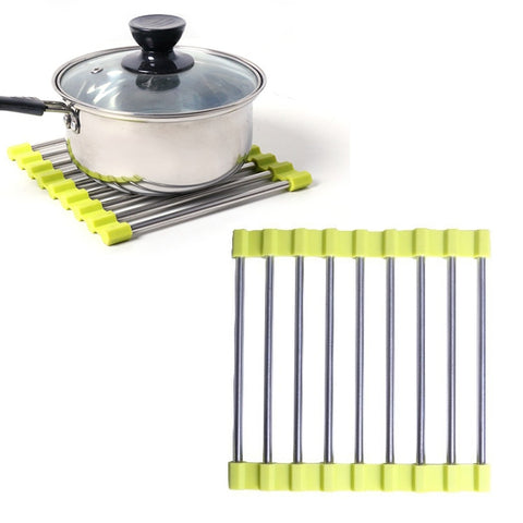 MS-202 3 PCS Home Kitchen Tovaglietta antiscottatura antiscivolo in acciaio inossidabile Tovaglietta pieghevole per isolamento termico, Colore consegna casuale, MS-202 Couleur aléatoire