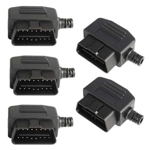 5 PCS 16PIN Connettore maschio per auto Connettore OBD2 Spina + Shell + Line Card + Vite OBD Plug J1962M, OBD Plug