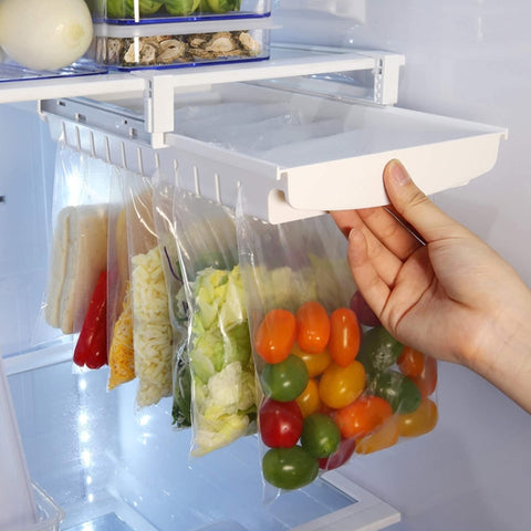 Frigorifero Fresh-Keeping Bag Track Storage Rack Borsa sigillata Rack di stoccaggio domestico telescopico, Refrigerator Fresh-Keeping Bag