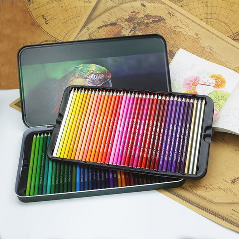 Matite colorate per disegno oleoso in scatola di latta da 72 colori, 72-Color Pencils