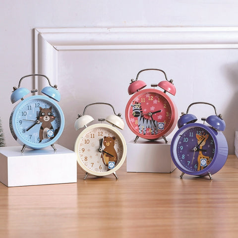 Sveglia Del Fumetto Che Suona Al Comodino Degli Studenti Sveglia In Metallo Con Luce Notturna, Colore Consegna Casuale, Cartoon Alarm Clock