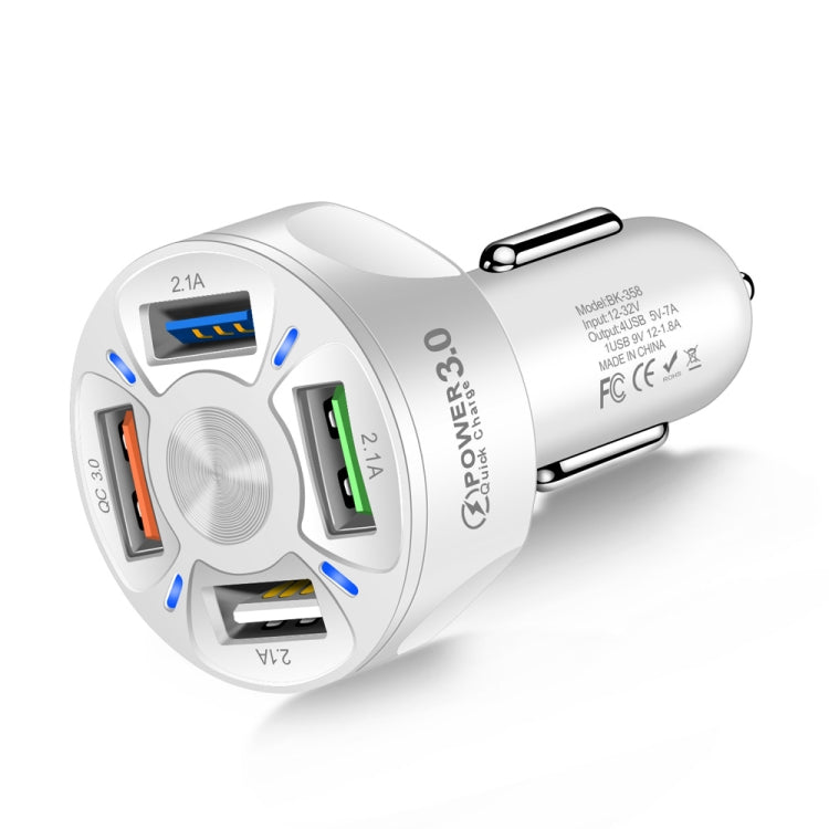 4USB Car Charger with QC3.0 Fast Charging - BK-358 Model