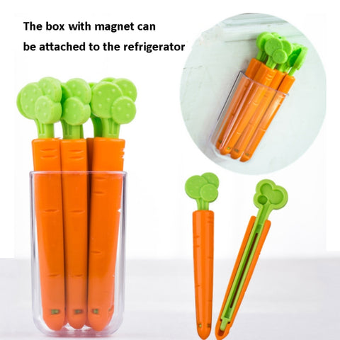 5 jeux de clips de tenue pour sacs alimentaires avec clip de tenue pour carottes avec scatola magnétique, Clip d'étanchéité pour carottes