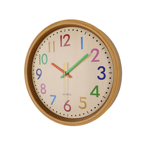 12 pollici soggiorno colore creativo venatura del legno orologio da parete orologio al quarzo aula orologio da parete per bambini personalità, Wood Grain Wall Clock