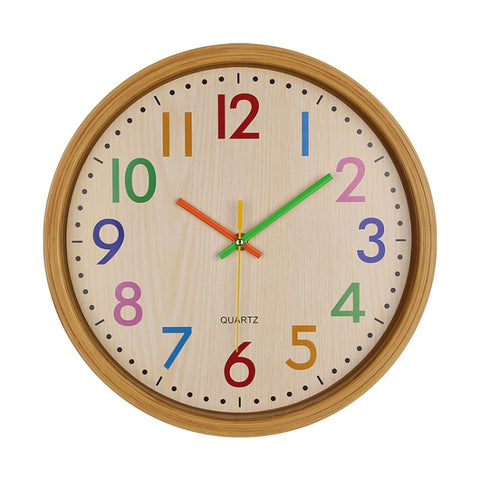 12 pollici soggiorno colore creativo venatura del legno orologio da parete orologio al quarzo aula orologio da parete per bambini personalità, Wood Grain Wall Clock