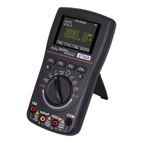 ET828 Multimètre pour oscilloscope 2 en 1 2 en 1 Misurateur d'écran de couleur à 2,4 pouces Misurateur de fréquence de résistance numérique Misurateur de fréquence de 1 MHz à 2,5 Msps