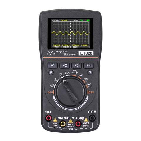 ET828 Multimètre pour oscilloscope 2 en 1 2 en 1 Misurateur d'écran de couleur à 2,4 pouces Misurateur de fréquence de résistance numérique Misurateur de fréquence de 1 MHz à 2,5 Msps