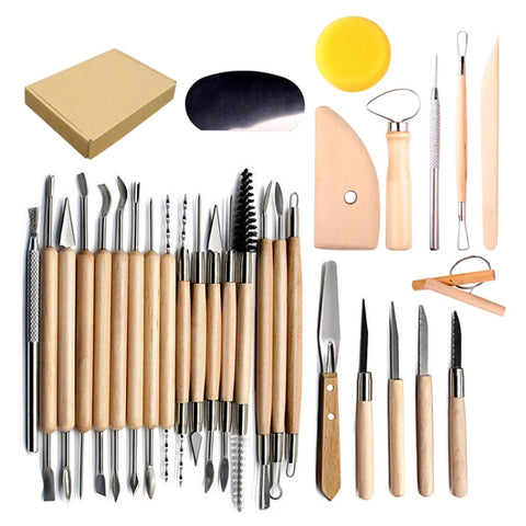 30 in 1 strumenti di argilla in ceramica di legno Strumenti di scultura in argilla multifunzione, Sculpture Tools