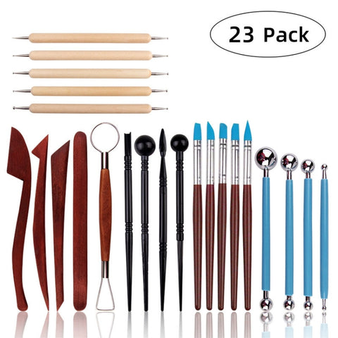 23 in 1 set di strumenti per argilla in plastica per argilla in legno Set combinato per intaglio multifunzionale, Pottery Clay Tool Set