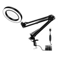 LED Eye Protection Reading Book Light USB Folding Clip Magnifying Glass Electronic Maintenance Light, 5X-S (Black)