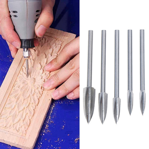 5 Pz/set Lavorazione Del Legno In Acciaio Bianco A Tre Lame Incisione Fresa Coltello Elettrico Per Incisione, Engraving Knife