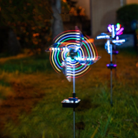 2 PCS / Set Lampada solare per mulino a vento Lampada da giardino a luce decorativa per esterni da giardino (luce colorata)
