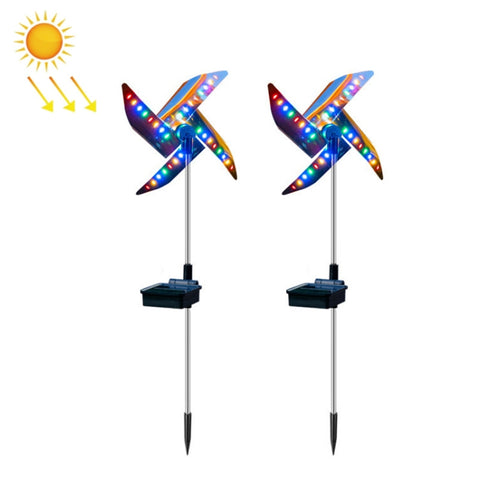 2 PCS / Set Lampada solare per mulino a vento Lampada da giardino a luce decorativa per esterni da giardino (luce colorata)