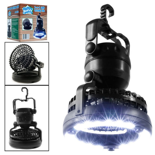 Lampada da Campeggio Portatile con Ventilatore e Luce LED 18 LED 78LM