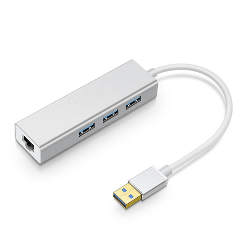 YH-U1009 3 x USB 3.0 + RJ45 a USB 3.0 HUB esterno senza unità per laptop, colore casuale