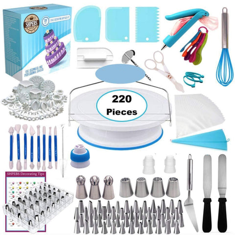 220 en 1 giradischi par torte set di ugelli per decorare instruments da forno set di stampi per fondente, 220 PCS/Set