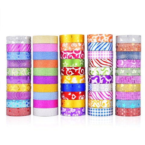 50 rotoli/scatola nastro glitter adesivo decorativo per libro mastro, 50 Rolls / Box