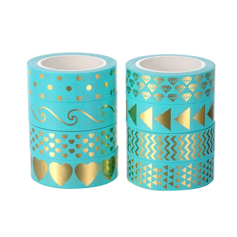 8 Rotoli / Set Semplice materiale di base per timbrare il nastro di carta Adesivo per la decorazione del registro delle mani, 8 Rolls / Set