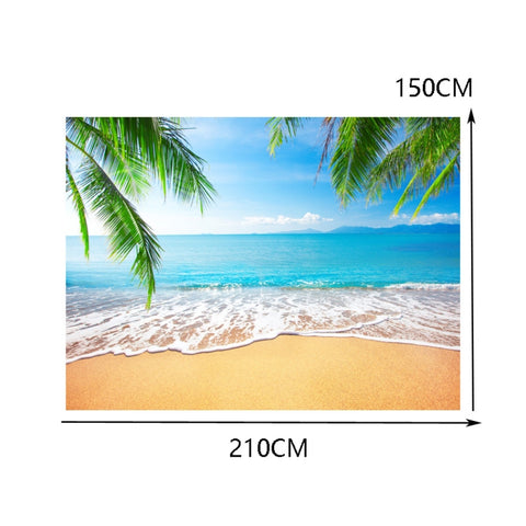 Telo Fotografico con Vista sul Mare e Albero di Cocco - 2,1 x 1,5 m – Sfondo Ideale per Foto e Video