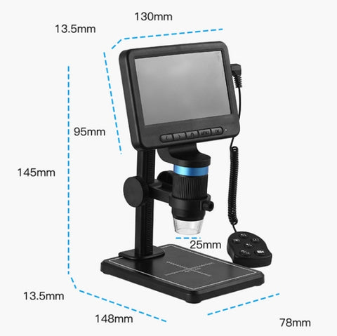Microscope électronique à 5 pouces 1080P HD USB Lentille d'ingrandimento pour l'échantillonnage de réparation