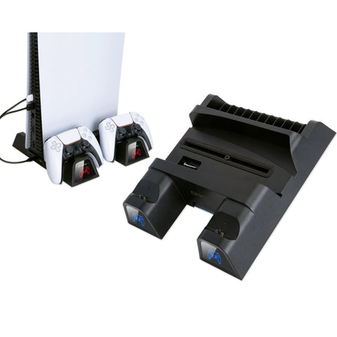 OIVO IV-P5235B Console di gioco Ventola di raffreddamento Base Gamepad Sedile di ricarica con luce a LED e rack di archiviazione per dischi per PS5