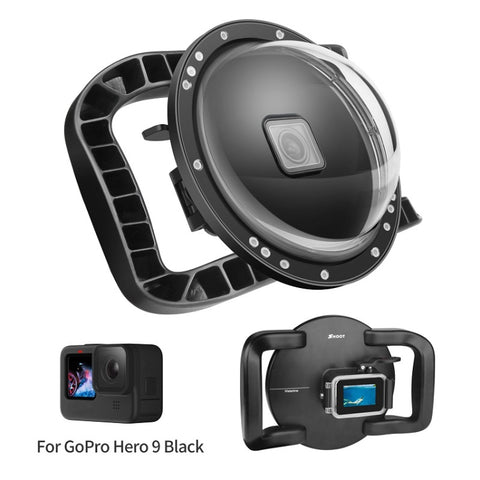 SHOOT XTGP559 Dome Port Custodia subacquea per fotocamera subacquea Custodia trasparente Custodia per GoPro HERO9 Nero, For GoPro HERO9 Black