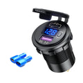 12V Modified Car USB Charger With Voltage Display PD QC3.0 Socket, With Terminal Blue Light, With Terminal Red Light, With Terminal Green Light         ...