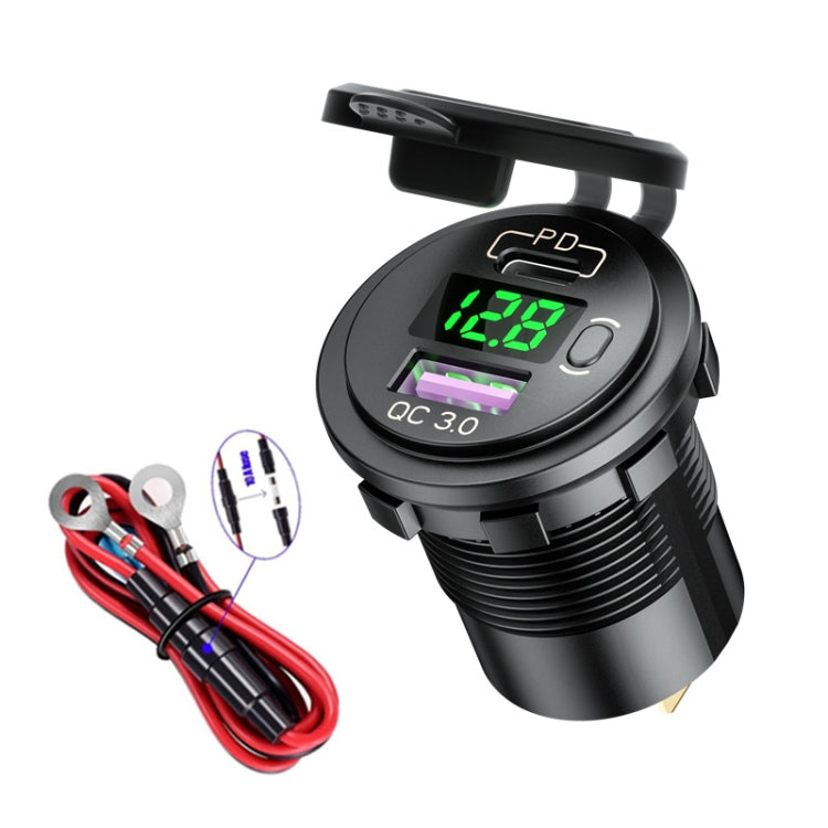 12V Car USB Charger with Voltage Display and Quick Charge