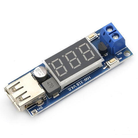 Modulo Buck DC-DC 12V a 5V 3A con Voltmetro per Auto e LED
