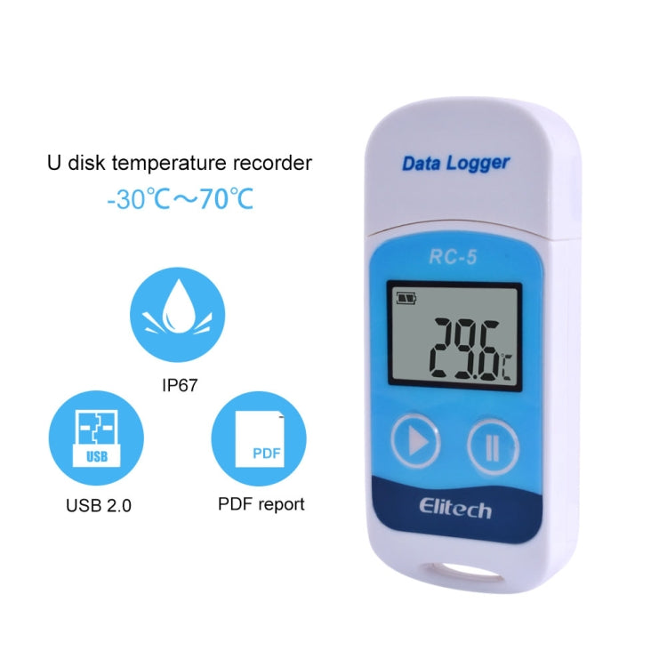 Registratore dati di temperatura USB digitale TTE35065 per stoccaggio in magazzino, refrigerazione, celle frigorifere e laboratorio, TTE35065