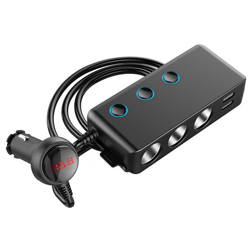 3-Port USB Car Charger with QC3.0 and LED Display