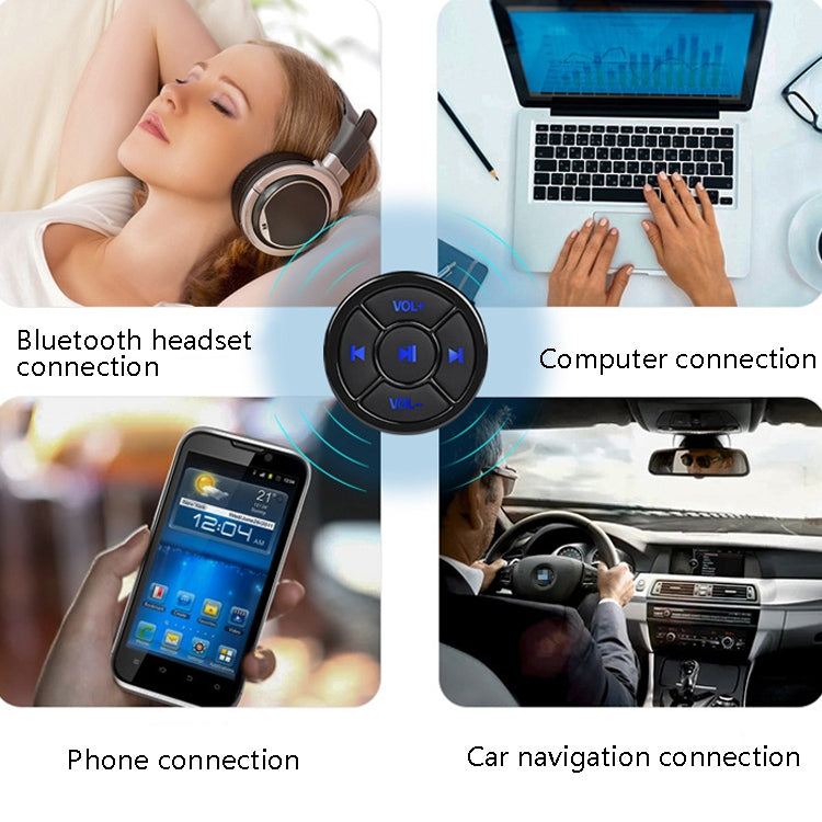 Car Mobile Phone Remote Control Bluetooth Wireless Multimedia Button Remote Control Music Playback Selfie, Silver, Black, Silver With Buckle            ...