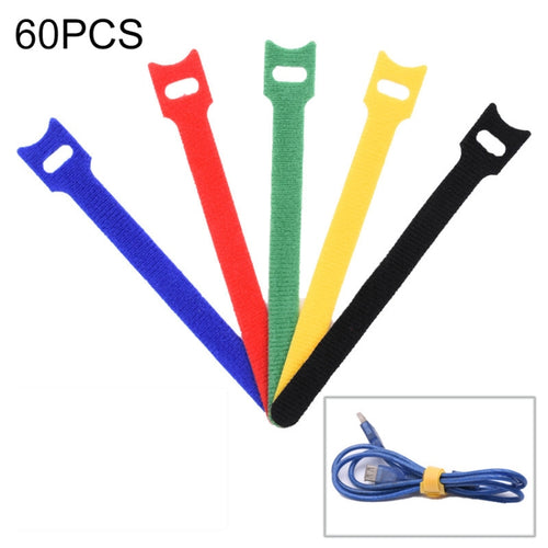 60 PCS T-Shaped Cable Organizer Belt Nylon Winder Set